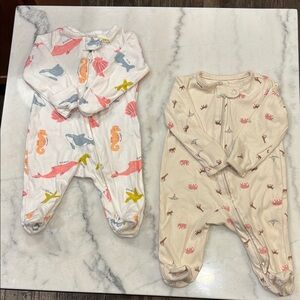 Carter's Sea Life and Animal Print Footies - White and Cream